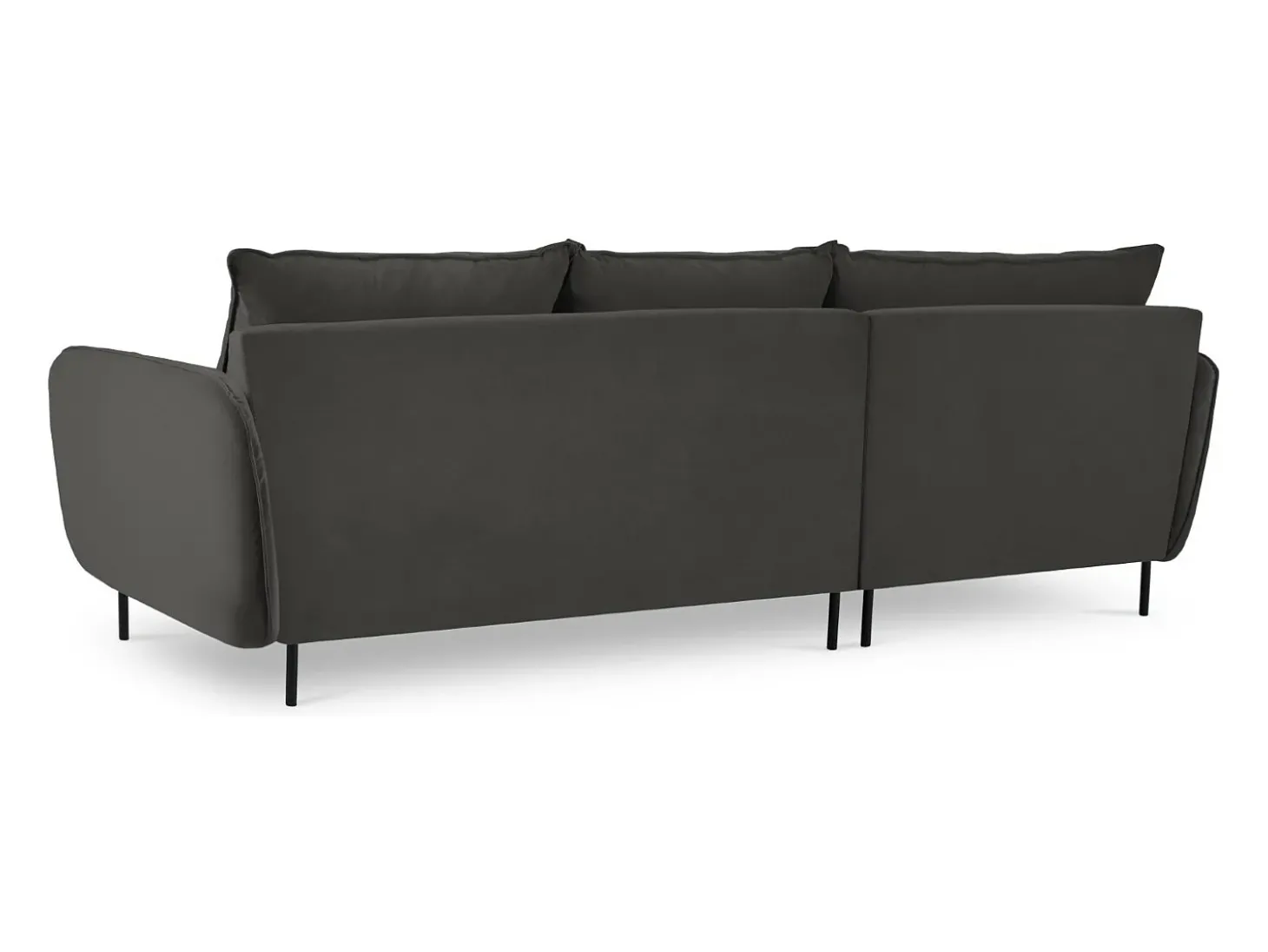 Cosmopolitan Design - Sofá de canto esquerdo "Vienna" 5 lugares em veludo cinza escuro - 255x170x95cm