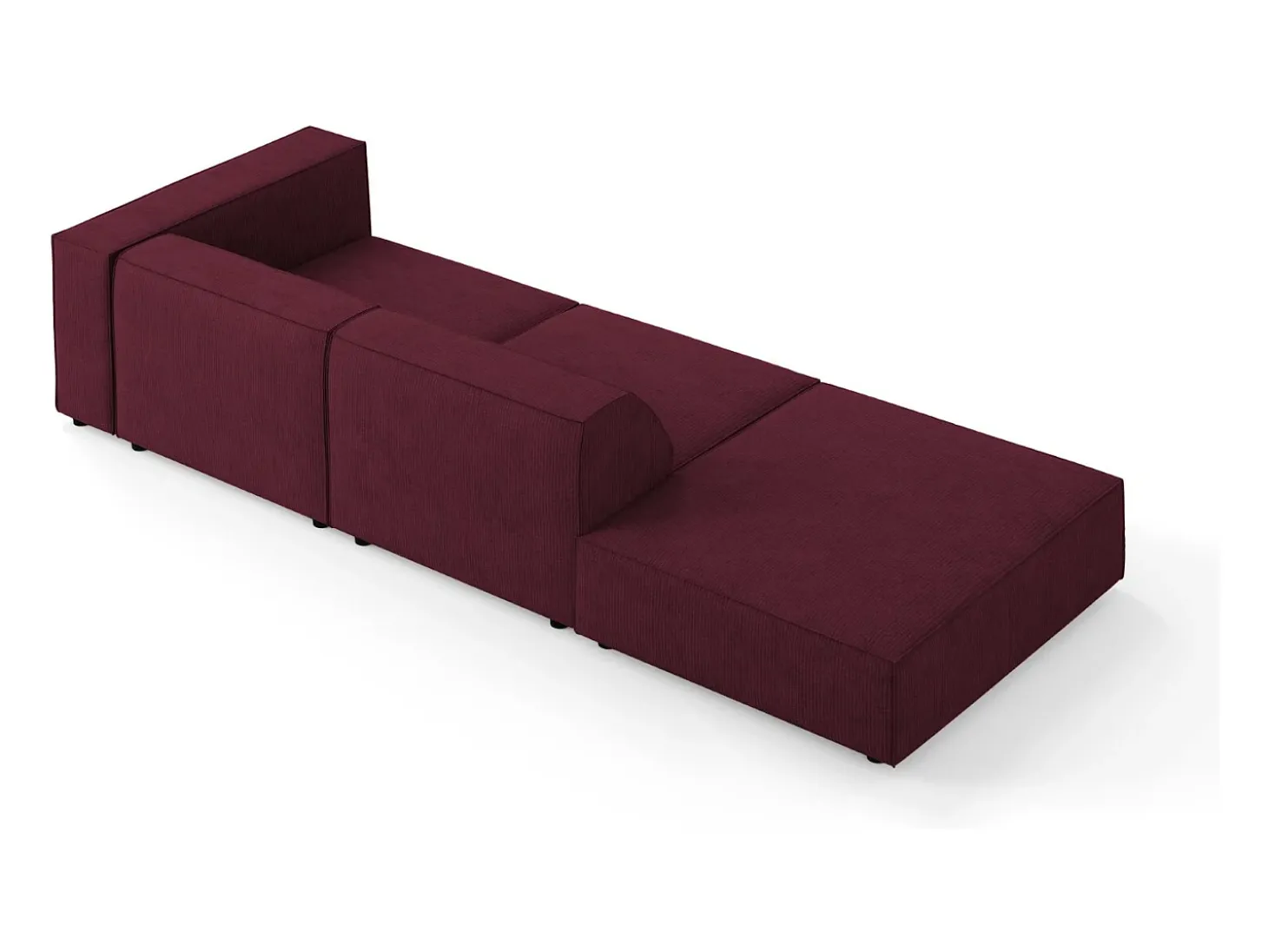 Cosmopolitan Design - Sofá esquerdo "Arendal" 4 lugares em tecido chenille com efeito canelado rubi - 262x102x70cm