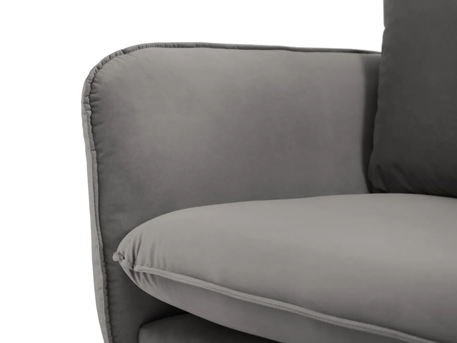 Cosmopolitan Design - Sofá de canto direito "Vienna" 6 lugares em veludo cinza claro - 275x185x95cm