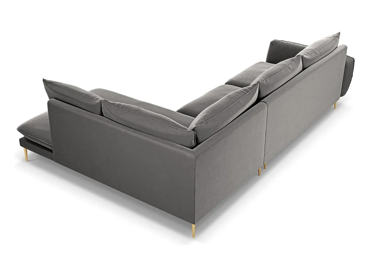 Cosmopolitan Design - Sofá de canto direito "Vienna" 6 lugares em veludo cinza claro - 275x185x95cm