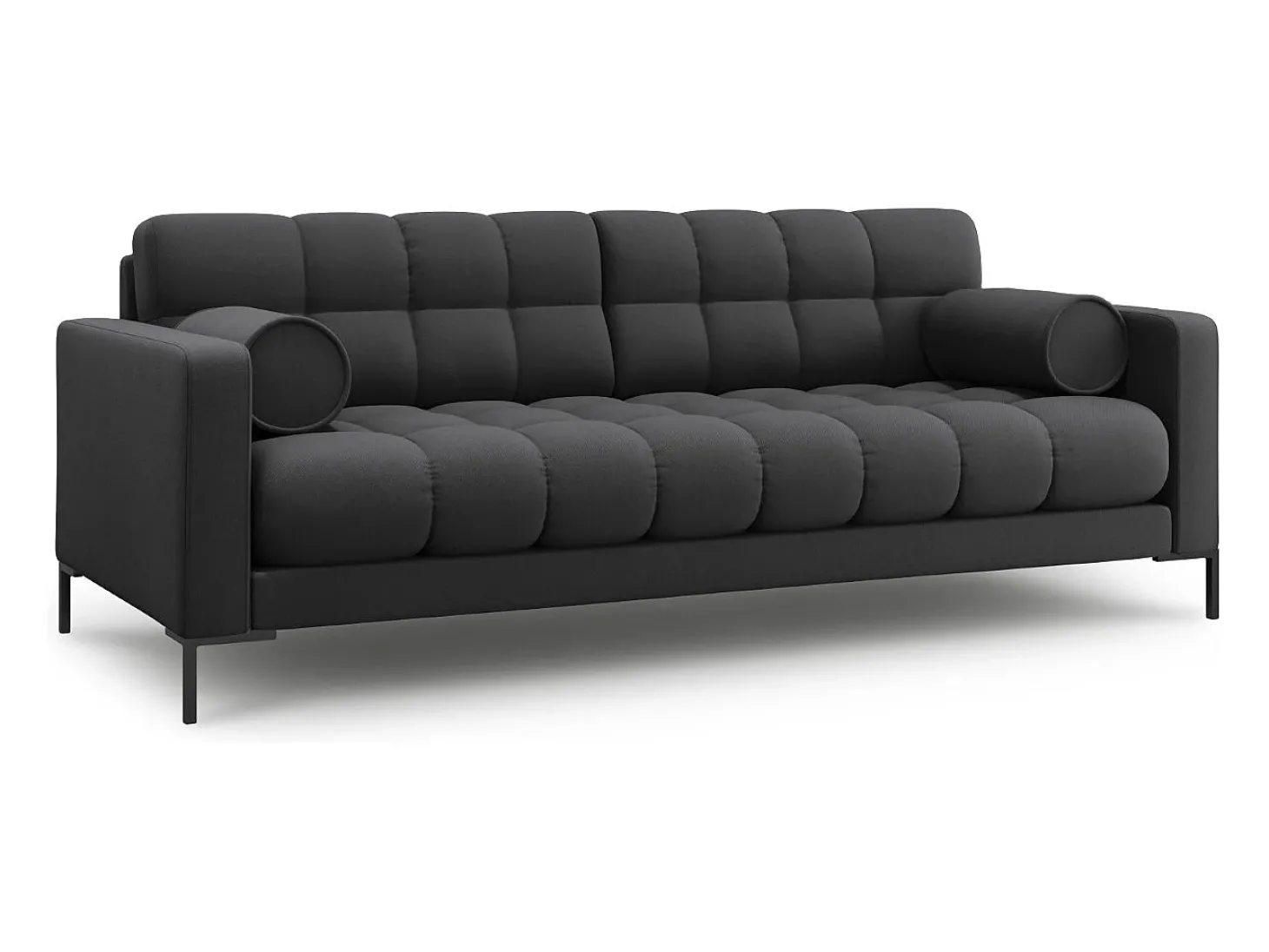 Cosmopolitan Design - Sofá "Bali" 4 lugares em tecido estrutural cinza escuro - 217x92x75cm