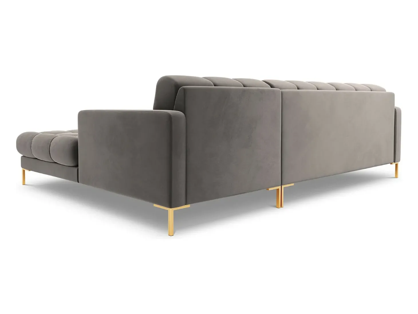 Cosmopolitan Design - Sofá de canto direito "Bali" 5 lugares em veludo cinza claro - 293x185x75cm