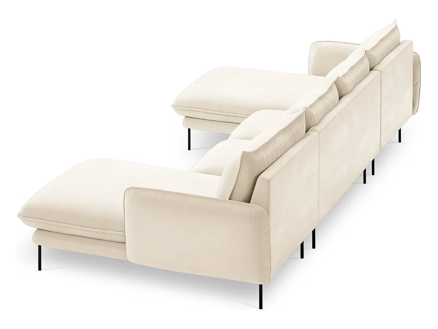 Cosmopolitan Design - Sofá panorâmico "Vienna" 6 lugares em veludo bege claro - 350x170x95cm