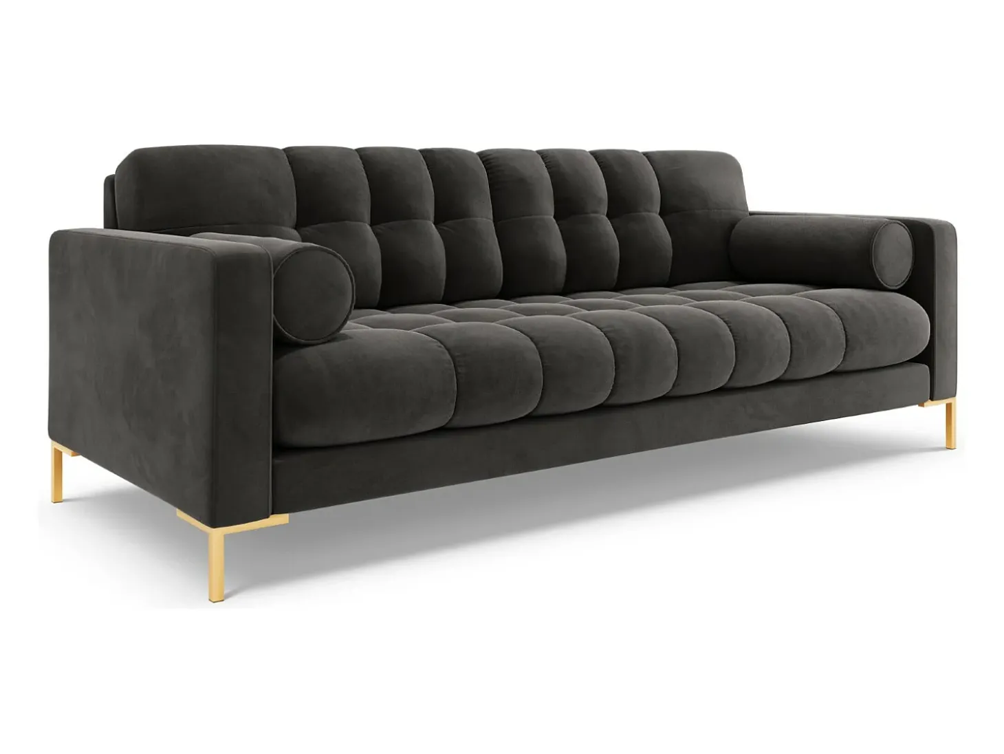 Cosmopolitan Design - Sofá "Bali" 4 lugares em veludo cinza escuro - 217x92x75cm