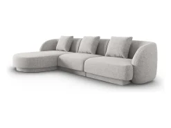 Cosmopolitan Design - Sofá de canto esquerdo "Tulum" 4 lugares em tecido chenille cinza claro - 255x156x70cm