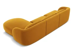 Cosmopolitan Design - Sofá de canto direito "Tulum" 4 lugares em veludo amarelo - 255x156x70cm
