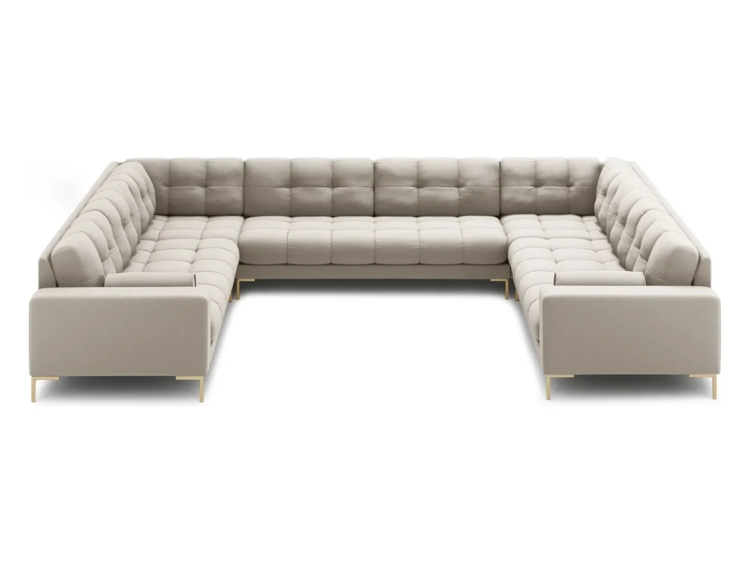 Cosmopolitan Design - Sofá panorâmico "Bali" 9 lugares em tecido estrutural bege - 327x256x75cm
