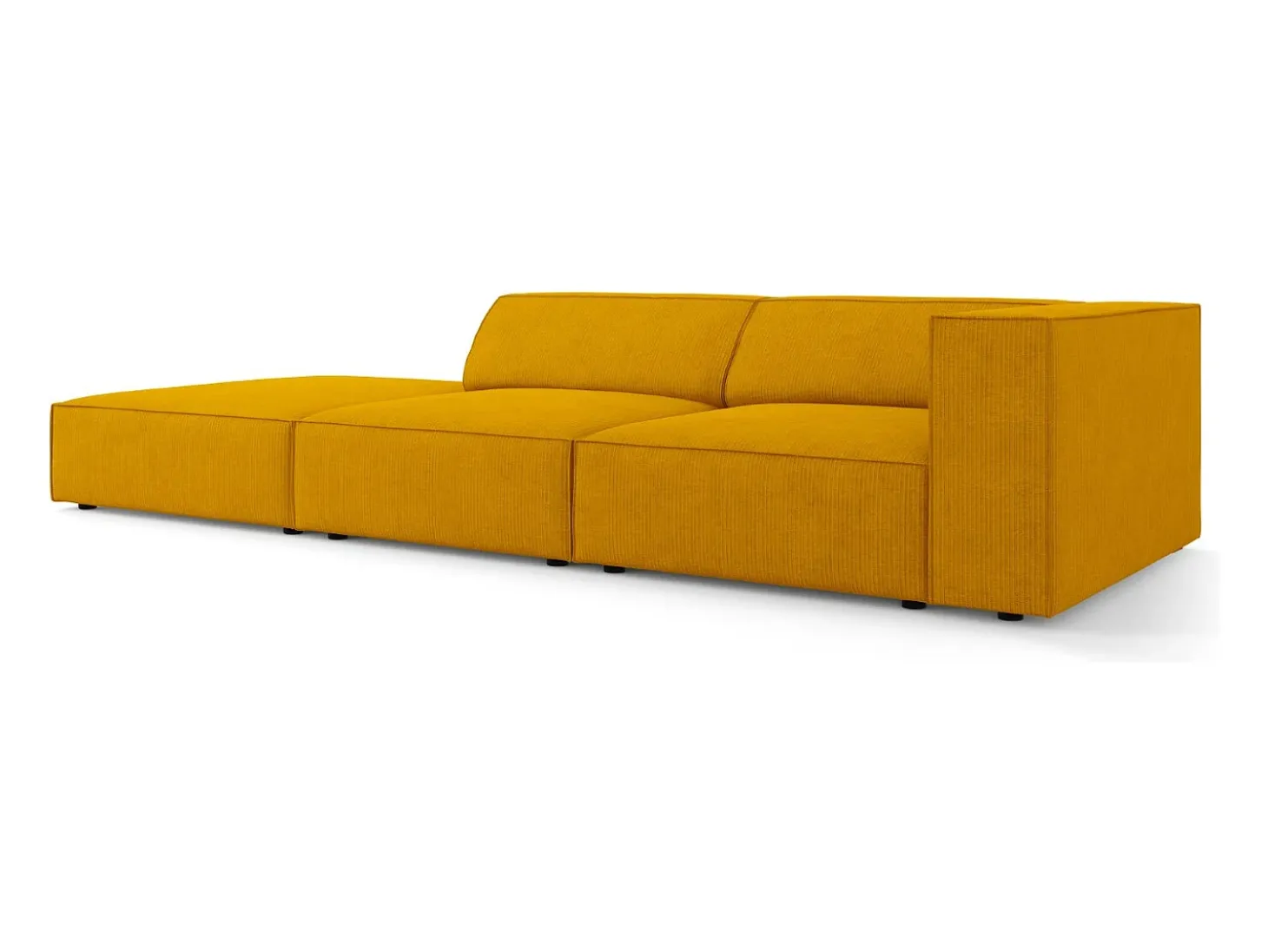 Cosmopolitan Design - Sofá esquerdo "Arendal" 4 lugares em tecido chenille com efeito canelado mostarda - 262x102x70cm
