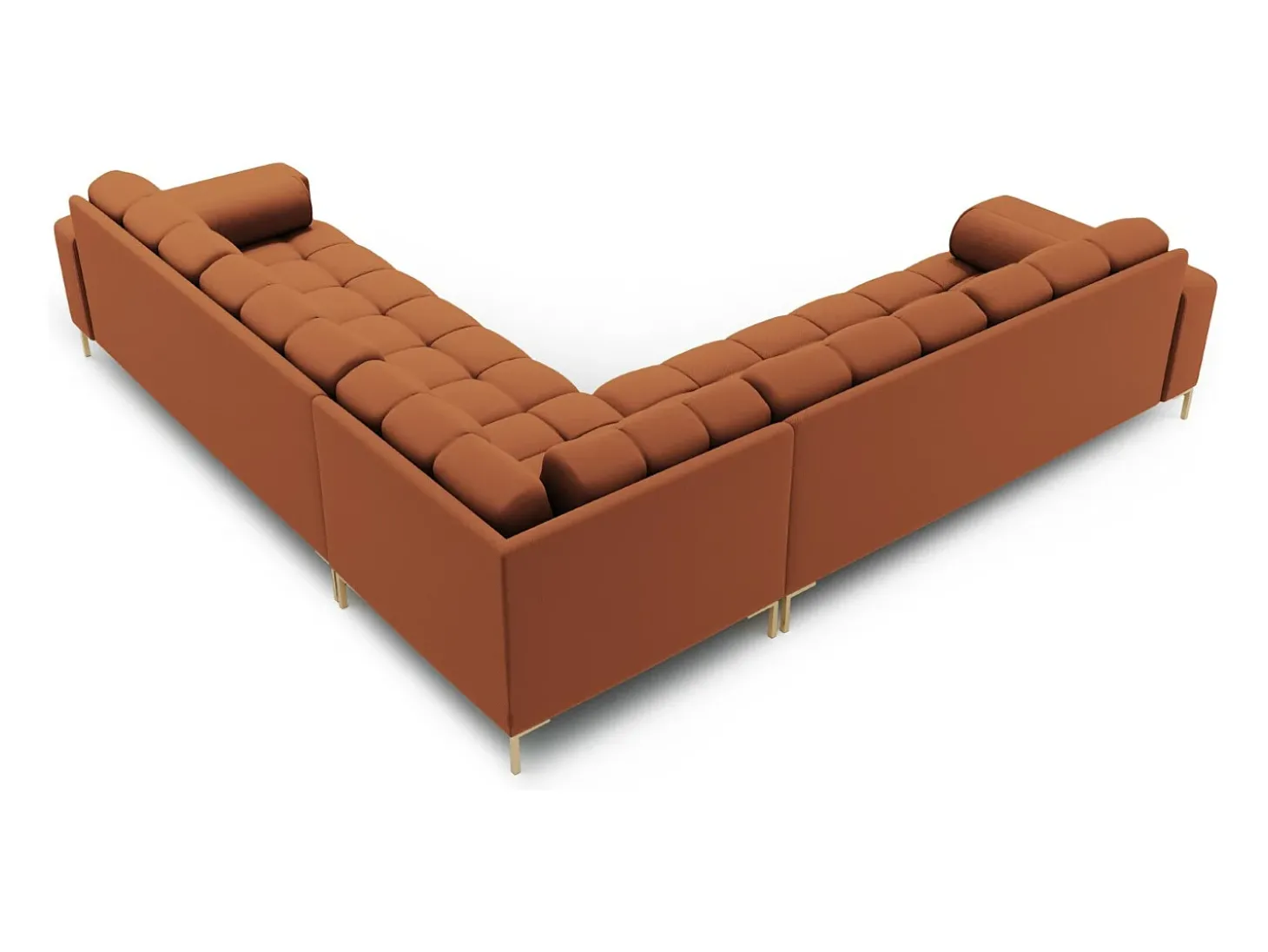 Cosmopolitan Design - Sofá de canto simétrico "Bali" 6 lugares em tecido estrutural tijolo - 256x256x75cm