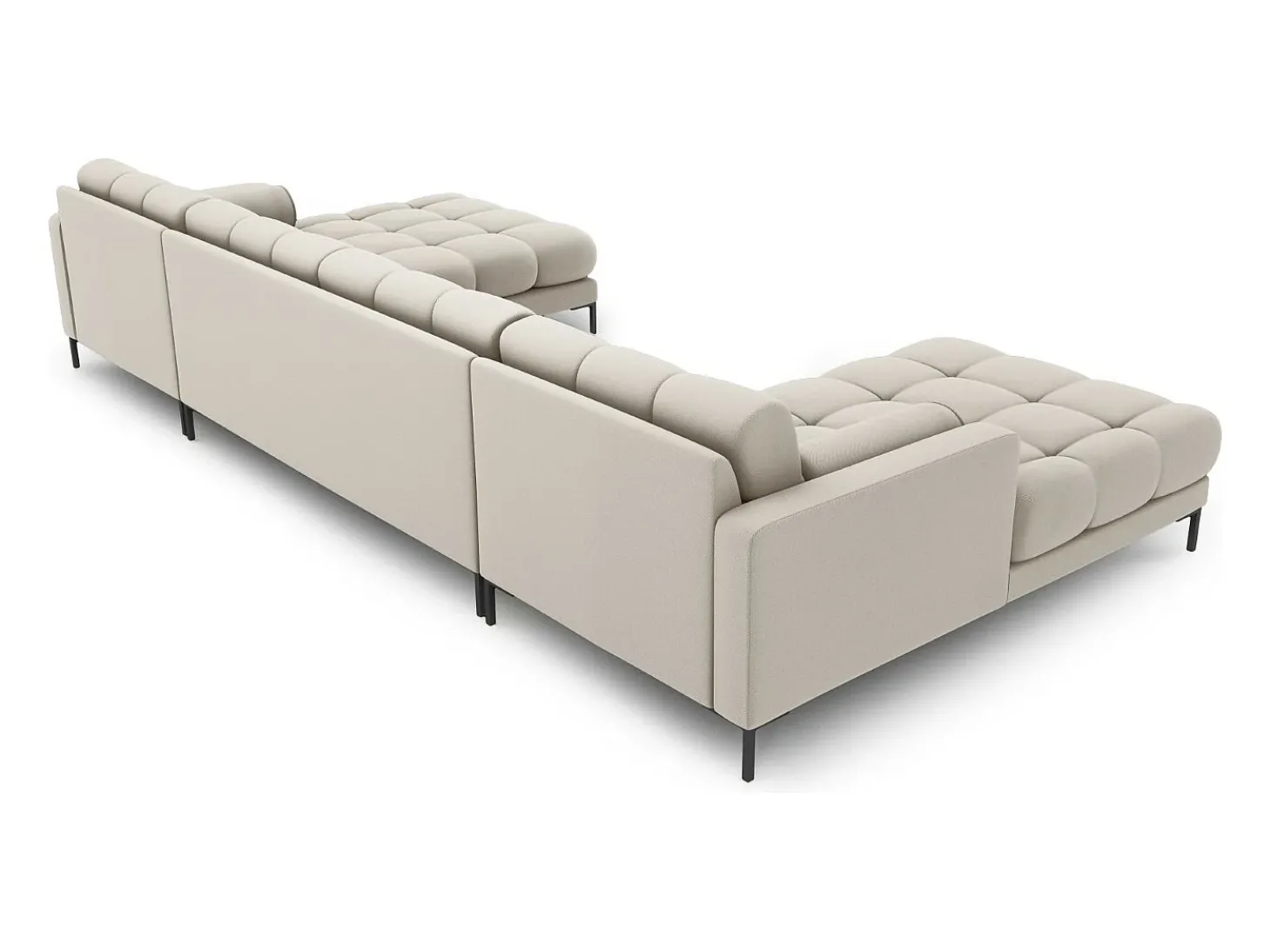 Cosmopolitan Design - Sofá panorâmico "Bali" 7 lugares em tecido estrutural bege - 383x185x75cm
