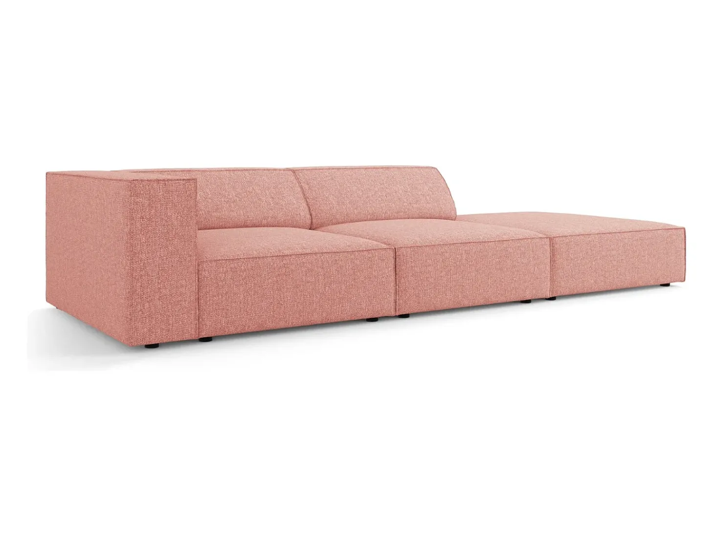 Cosmopolitan Design - Sofá direito "Arendal" 4 lugares em tecido chenille rosa - 262x102x70cm