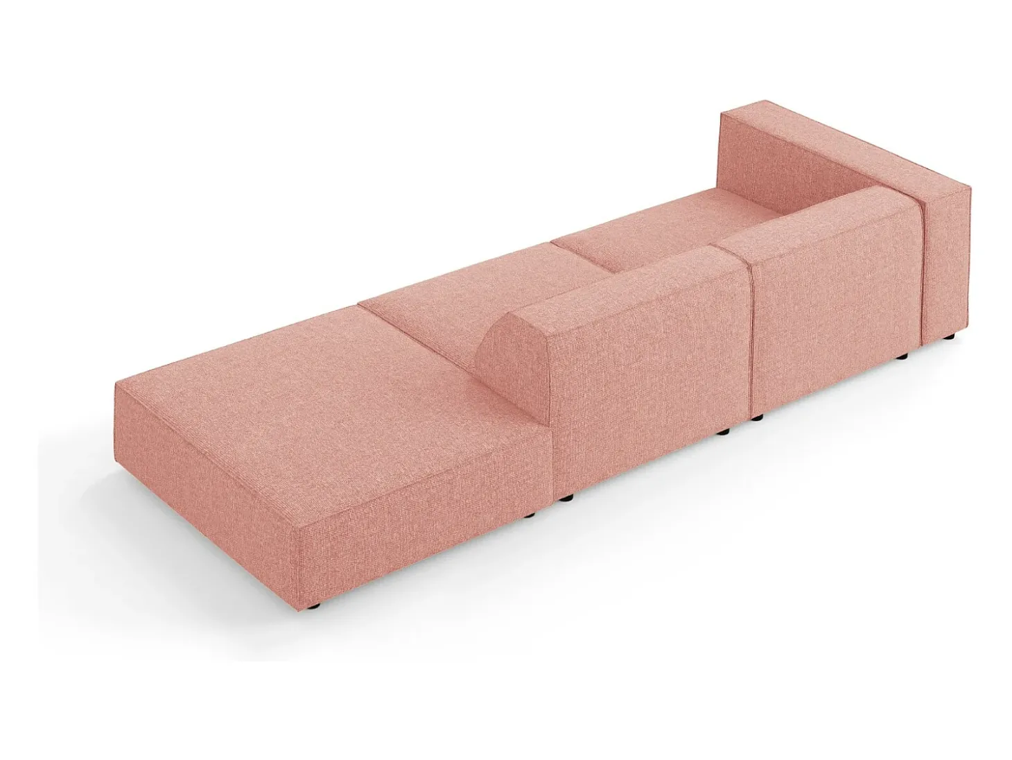 Cosmopolitan Design - Sofá direito "Arendal" 4 lugares em tecido chenille rosa - 262x102x70cm