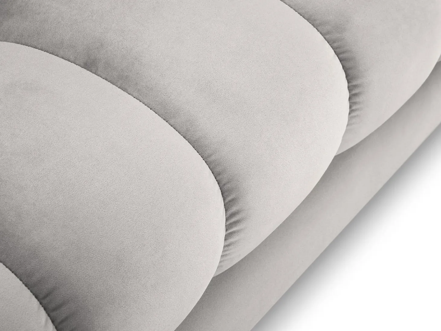 Cosmopolitan Design - Sofá panorâmico "Bali" 7 lugares em veludo prata - 383x185x75cm