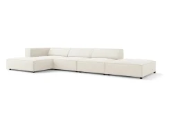 Cosmopolitan Design - Sofá de canto esquerdo "Arendal" 5 lugares em tecido chenille com efeito canelado marfim - 341x166x70cm