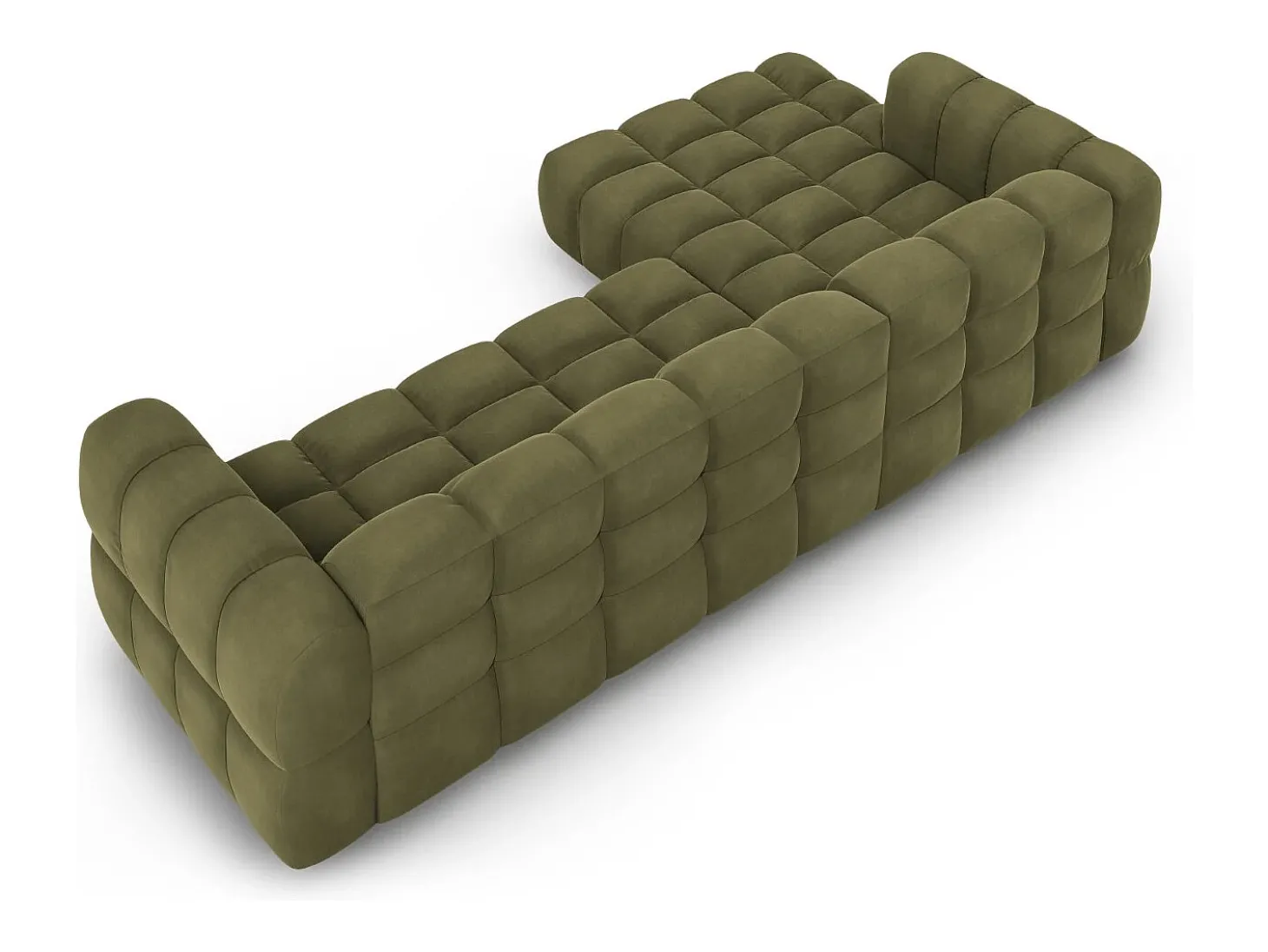 Cosmopolitan Design - Sofá modular de canto esquerdo "Sky" 4 lugares em veludo verde claro - 300x162x75cm