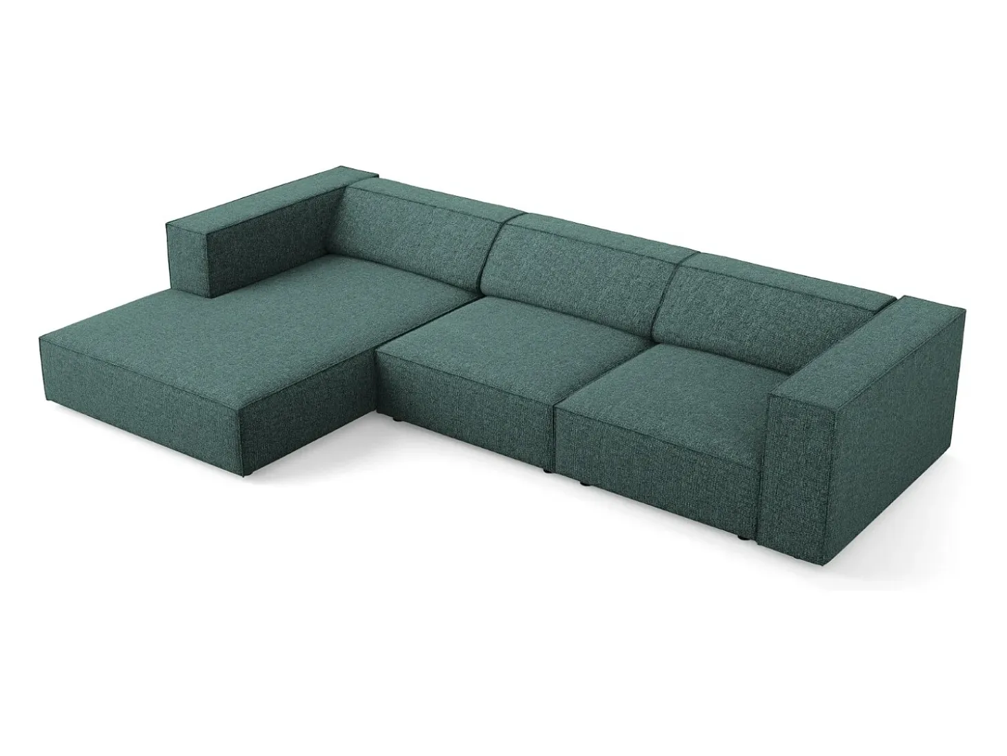 Cosmopolitan Design - Sofá de canto esquerdo "Arendal" 4 lugares em tecido chenille petróleo - 284x166x70cm