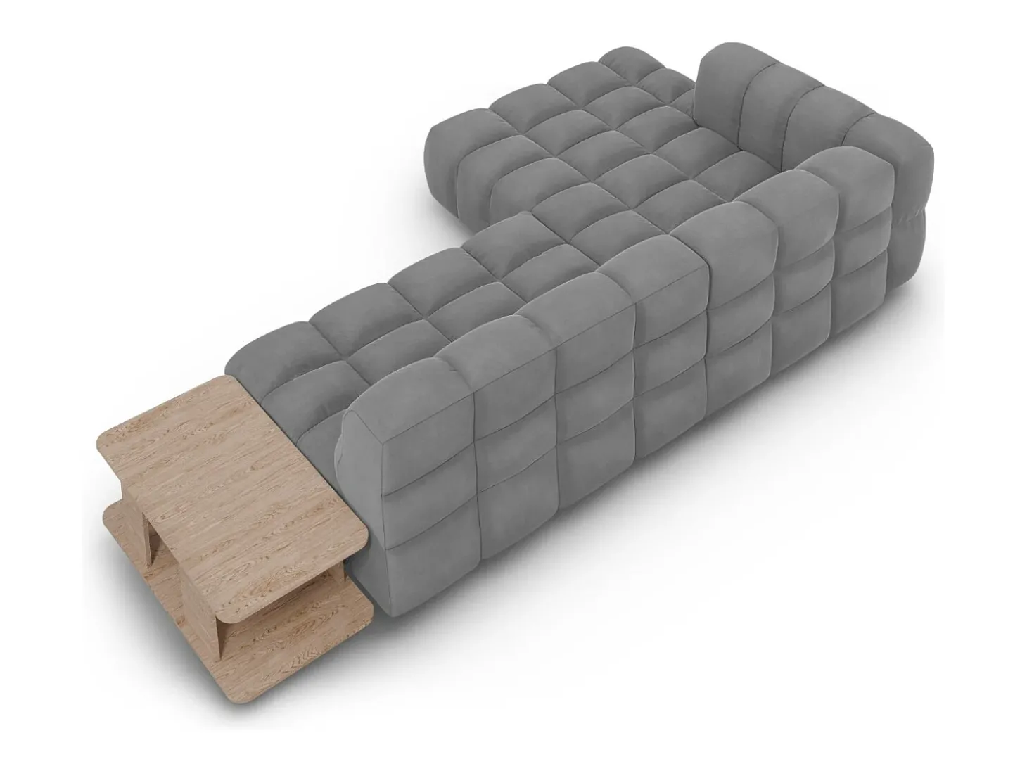 Cosmopolitan Design - Sofá modular de canto esquerdo "Sky" 4 lugares em veludo cinza claro - 297x162x75cm