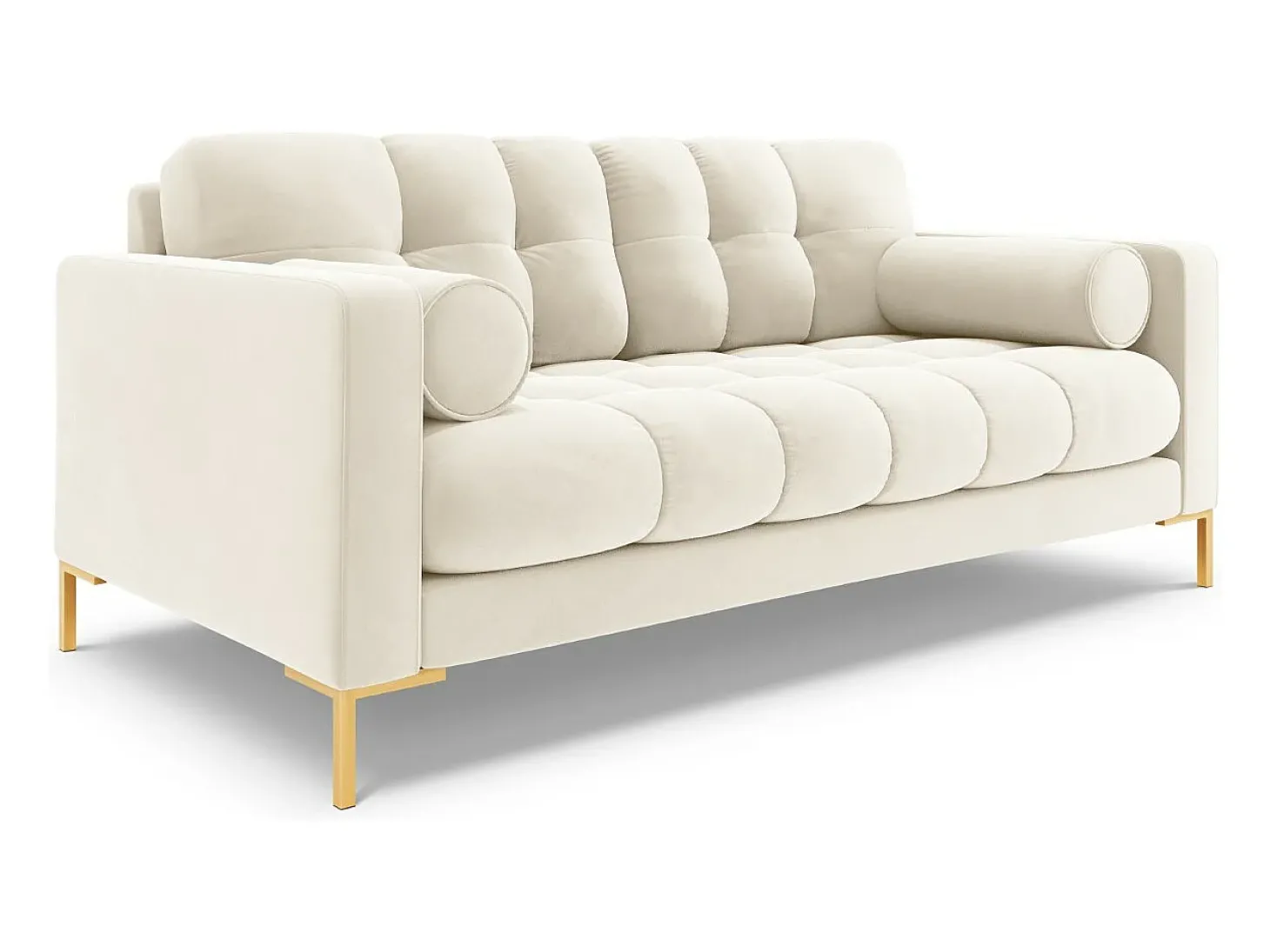 Cosmopolitan Design - Sofá "Bali" 2 lugares em veludo bege claro - 152x92x75cm