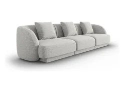 Cosmopolitan Design - Sofá "Tulum" 3 lugares em tecido chenille cinza claro - 255x90x70cm