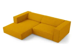 Cosmopolitan Design - Sofá de canto esquerdo "Arendal" 3 lugares em tecido chenille com efeito canelado mostarda - 224x166x70cm