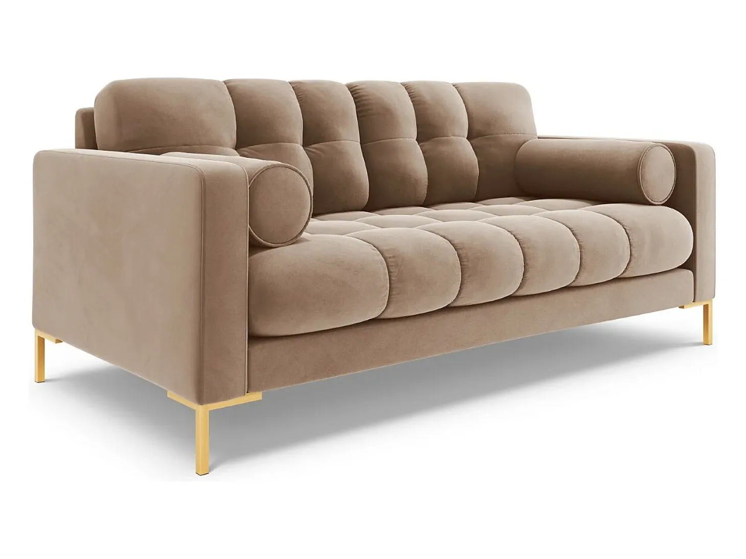 Cosmopolitan Design - Sofá "Bali" 2 lugares em veludo bege - 152x92x75cm