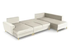 Cosmopolitan Design - Sofá panorâmico convertível em linha reta com caixa de arrumação