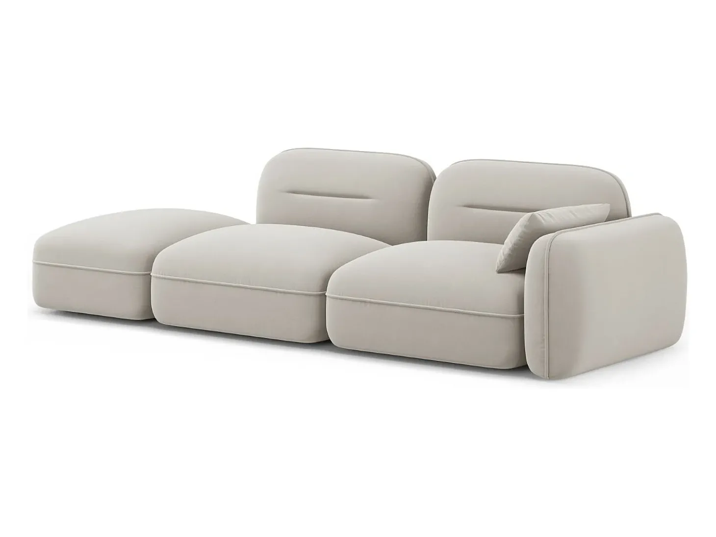 Cosmopolitan Design - Sofá modular virado para a esquerda "Sydney" 3 lugares em veludo bege claro - 295x90x70cm