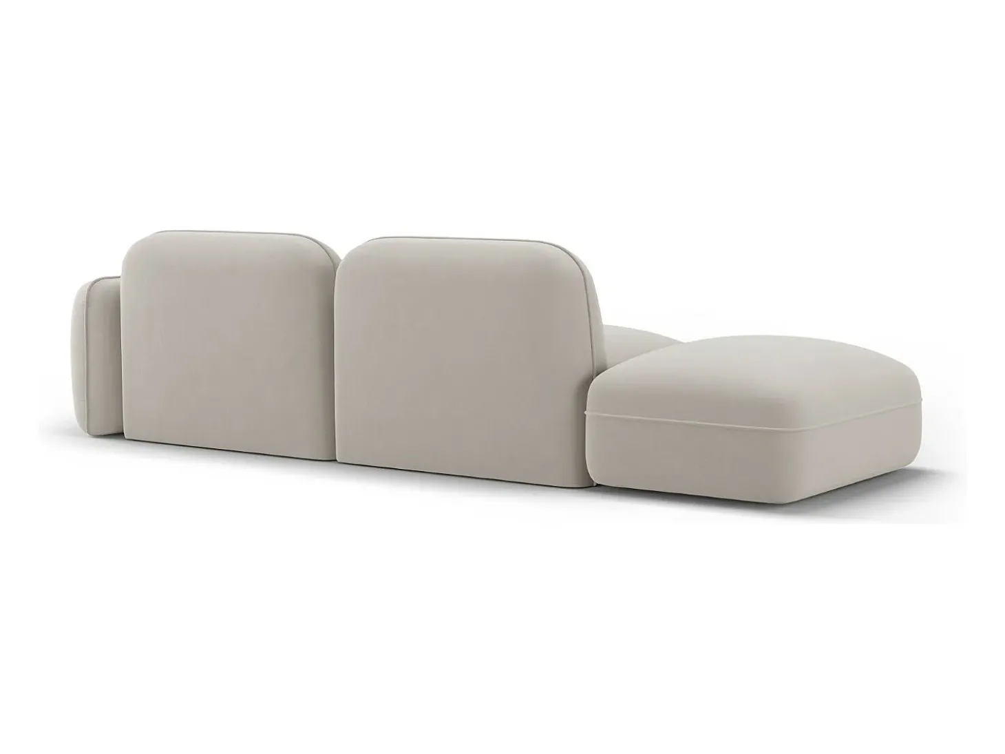 Cosmopolitan Design - Sofá modular virado para a esquerda "Sydney" 3 lugares em veludo bege claro - 295x90x70cm