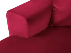 Cosmopolitan Design - Sofá panorâmico convertível em linha reta com caixa de arrumação "Kyoto" 7 lugares em veludo vermelho - 313x194x88cm