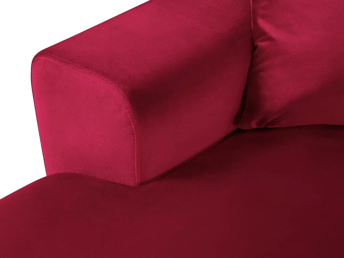 Cosmopolitan Design - Sofá panorâmico convertível em linha reta com caixa de arrumação "Kyoto" 7 lugares em veludo vermelho - 313x194x88cm