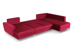 Cosmopolitan Design - Sofá panorâmico convertível em linha reta com caixa de arrumação