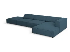 Cosmopolitan Design - Sofá de canto direito "Arendal" 5 lugares em tecido chenille com efeito canelado azul marinho - 341x166x70cm