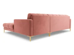 Cosmopolitan Design - Sofá de canto direito "Bali" 5 lugares em veludo rosa - 293x185x75cm