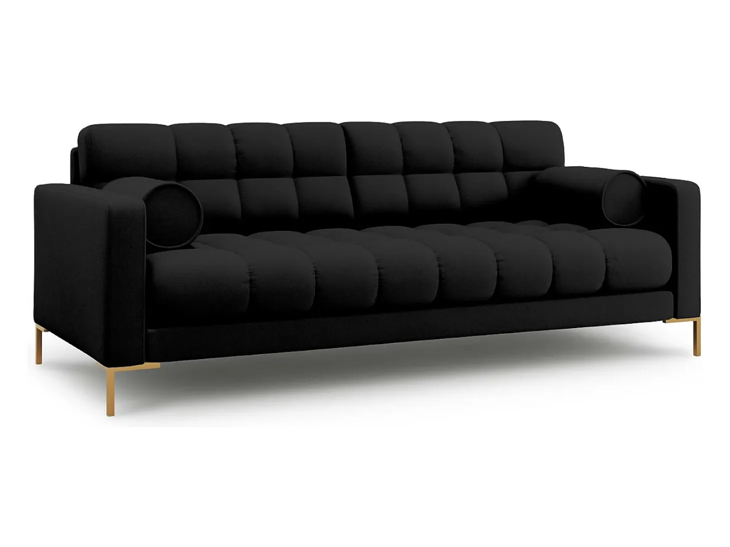 Cosmopolitan Design - Sofá "Bali" 4 lugares em tecido estrutural preto - 217x92x75cm