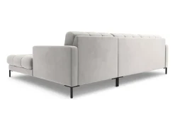 Cosmopolitan Design - Sofá de canto direito "Bali" 5 lugares em veludo prata - 293x185x75cm