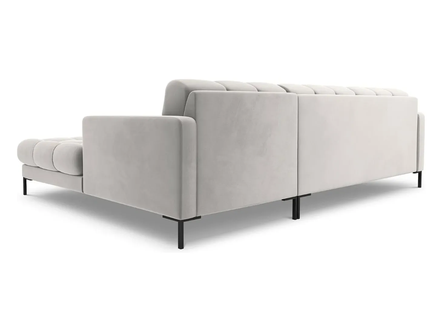 Cosmopolitan Design - Sofá de canto direito "Bali" 5 lugares em veludo prata - 293x185x75cm