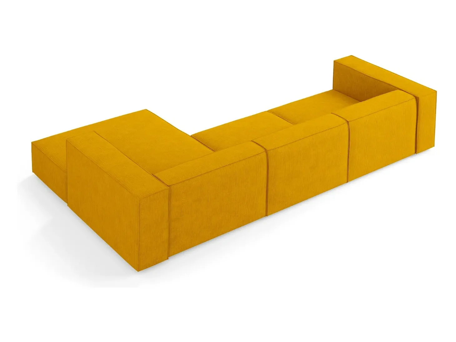 Cosmopolitan Design - Sofá de canto direito "Arendal" 4 lugares em tecido chenille com efeito canelado mostarda - 284x166x70cm