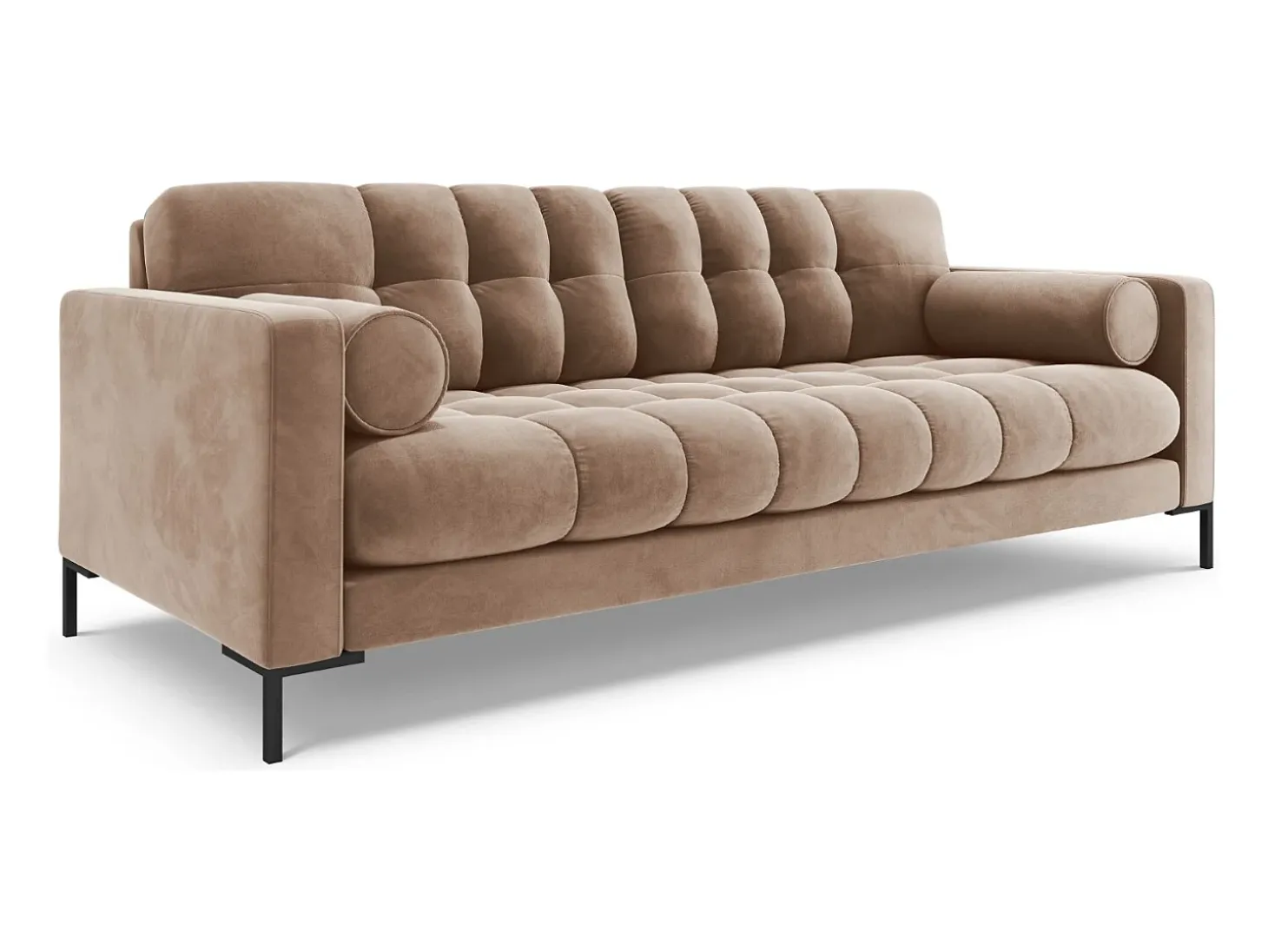 Cosmopolitan Design - Sofá "Bali" 3 lugares em veludo bege - 177x92x75cm