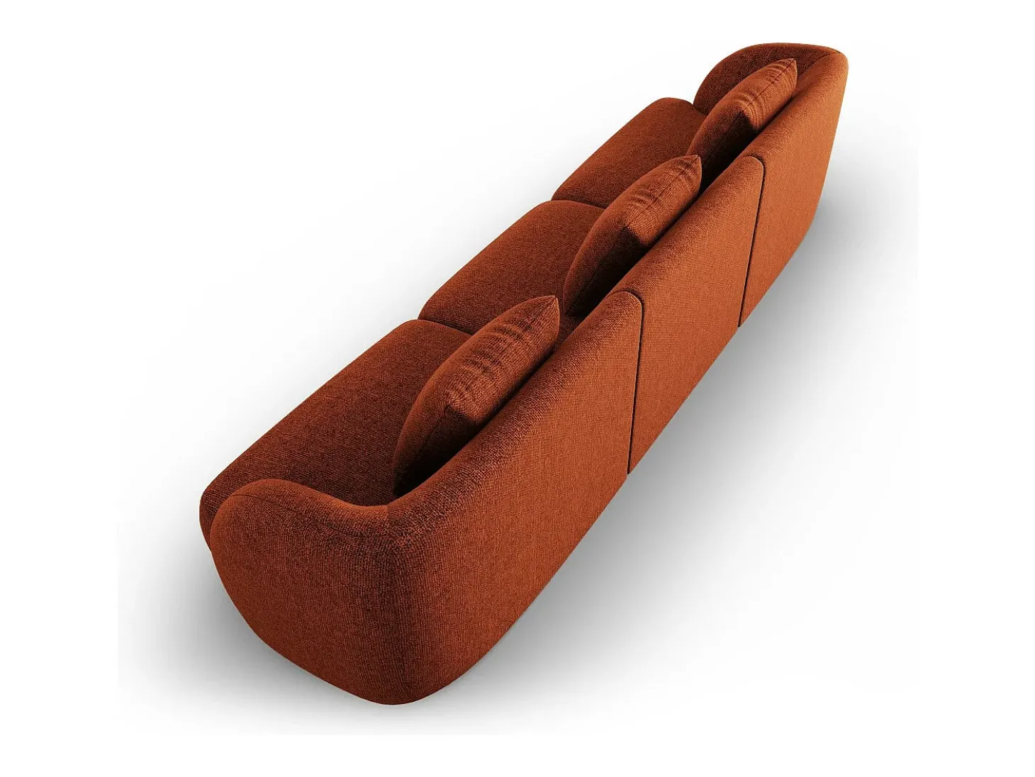 Cosmopolitan Design - Sofá "Tulum" 3 lugares em tecido chenille terracota - 255x90x70cm