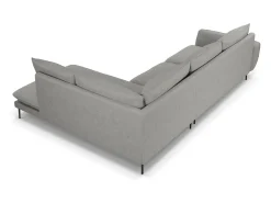 Cosmopolitan Design - Sofá de canto direito "Vienna" 6 lugares em tecido estrutural cinza claro - 275x185x95cm