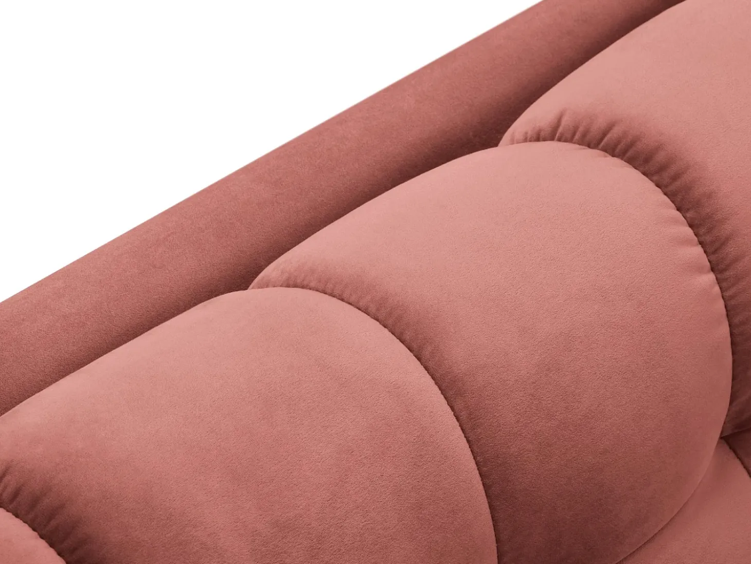 Cosmopolitan Design - Sofá panorâmico "Bali" 7 lugares em veludo rosa - 383x185x75cm