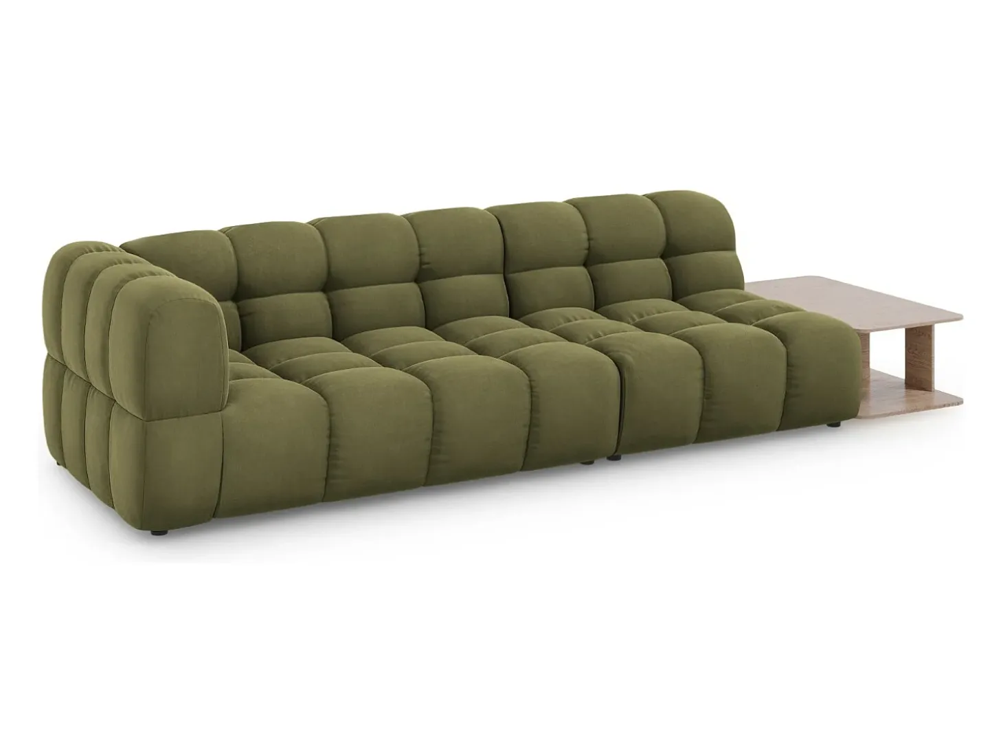 Cosmopolitan Design - Sofá modular direito "Sky" 4 lugares em veludo verde claro - 297x102x75cm