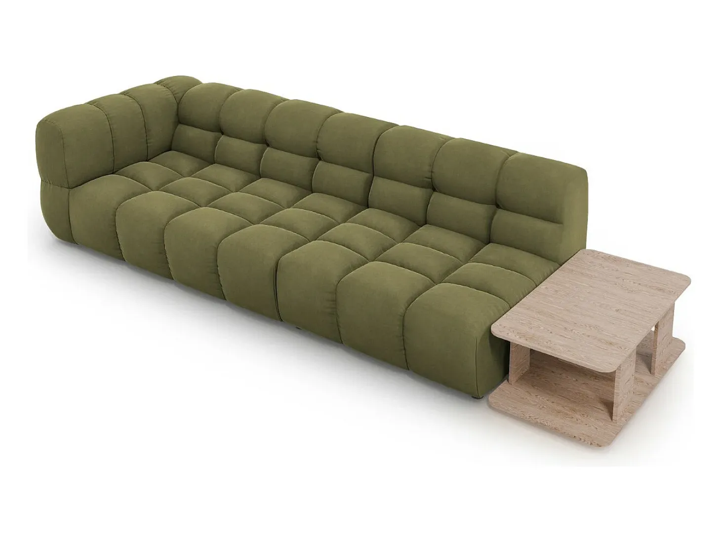 Cosmopolitan Design - Sofá modular direito "Sky" 4 lugares em veludo verde claro - 297x102x75cm