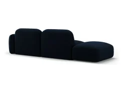 Cosmopolitan Design - Sofá modular virado para a esquerda "Sydney" 3 lugares em veludo azul real - 295x90x70cm