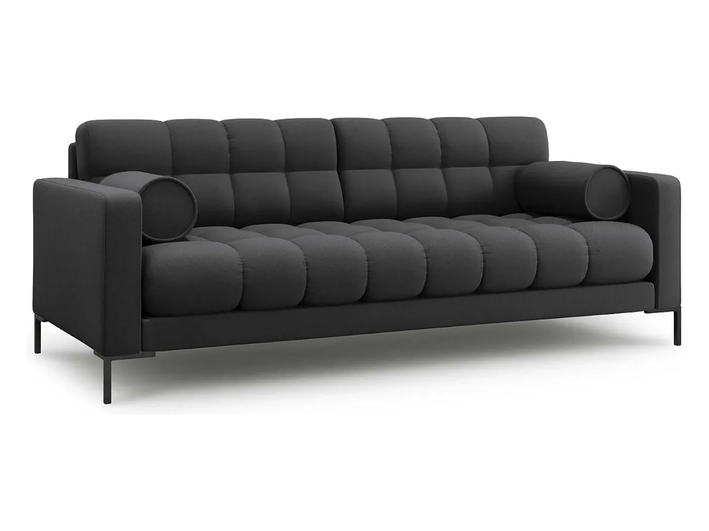 Cosmopolitan Design - Sofá "Bali" 3 lugares em tecido estrutural cinza escuro - 177x92x75cm