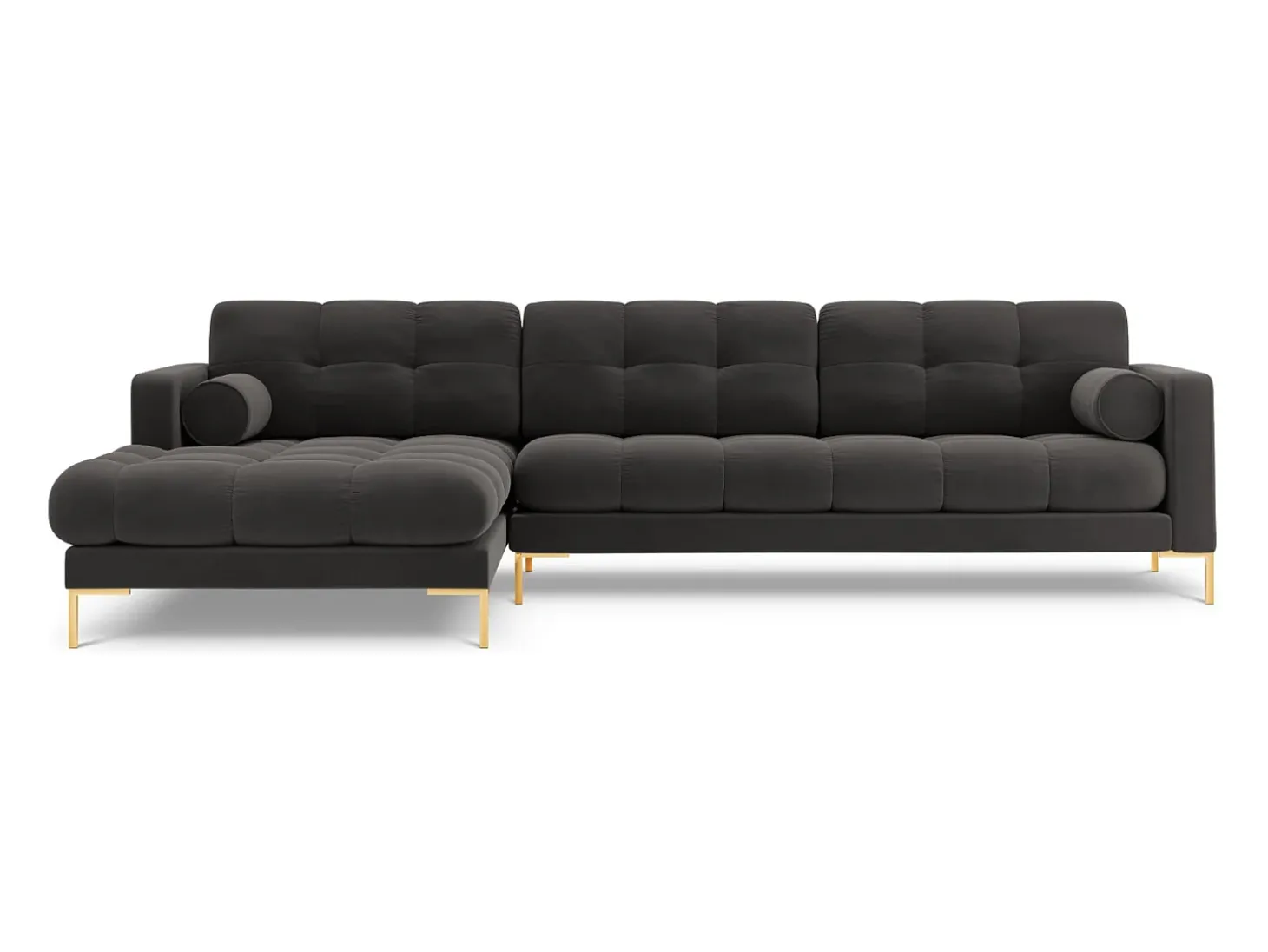 Cosmopolitan Design - Sofá de canto esquerdo "Bali" 5 lugares em veludo cinza escuro - 293x185x75cm