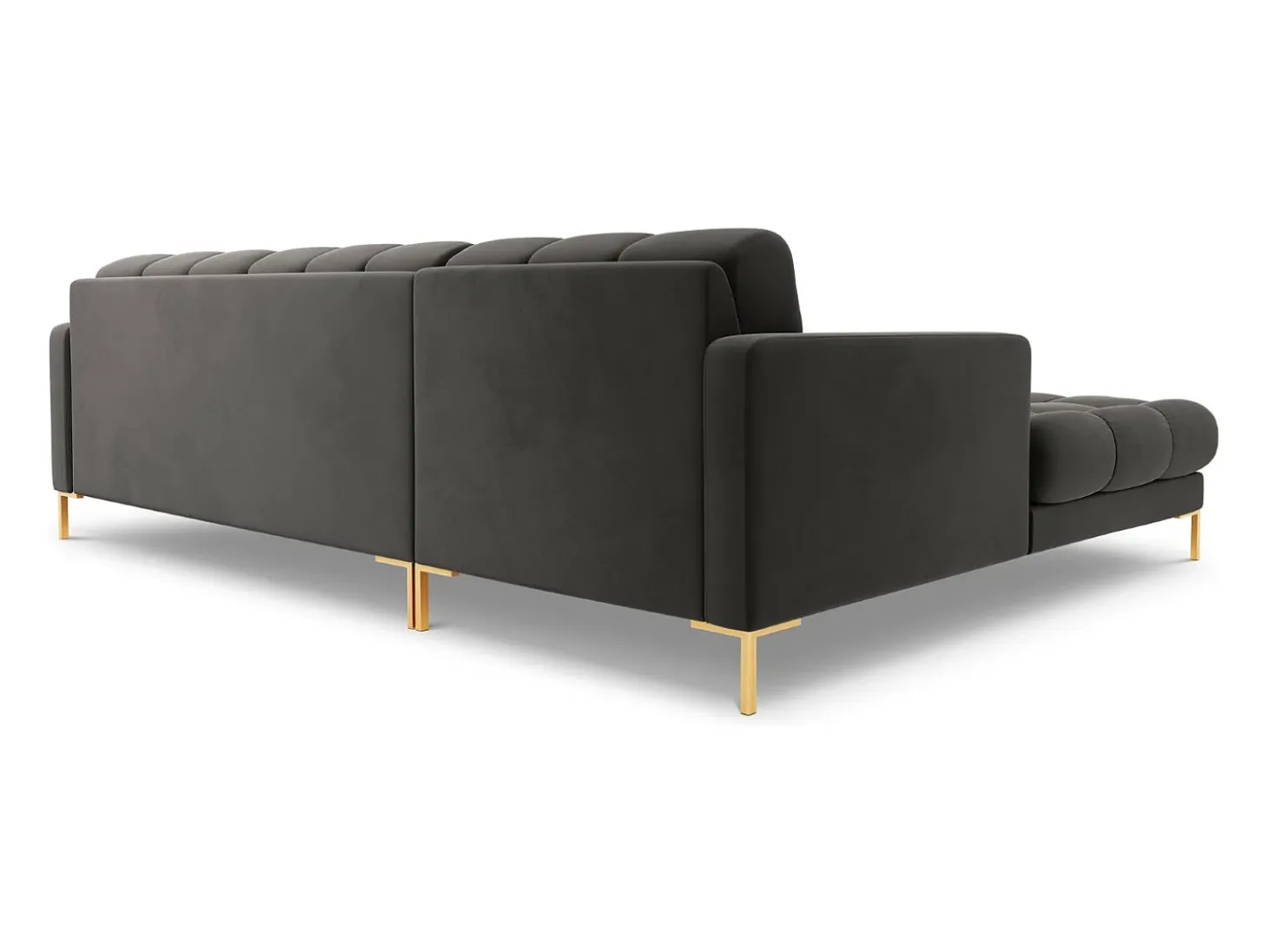 Cosmopolitan Design - Sofá de canto esquerdo "Bali" 5 lugares em veludo cinza escuro - 293x185x75cm