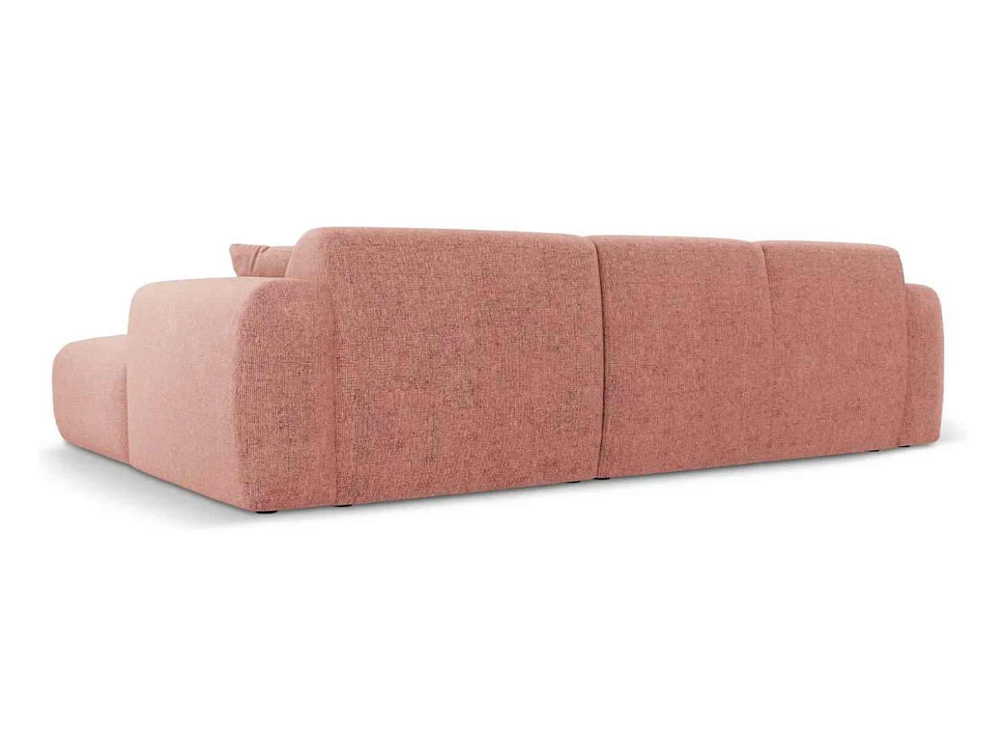 Cosmopolitan Design - Sofá de canto esquerdo "Nolio" 4 lugares em tecido chenille rosa - 260x170x72cm