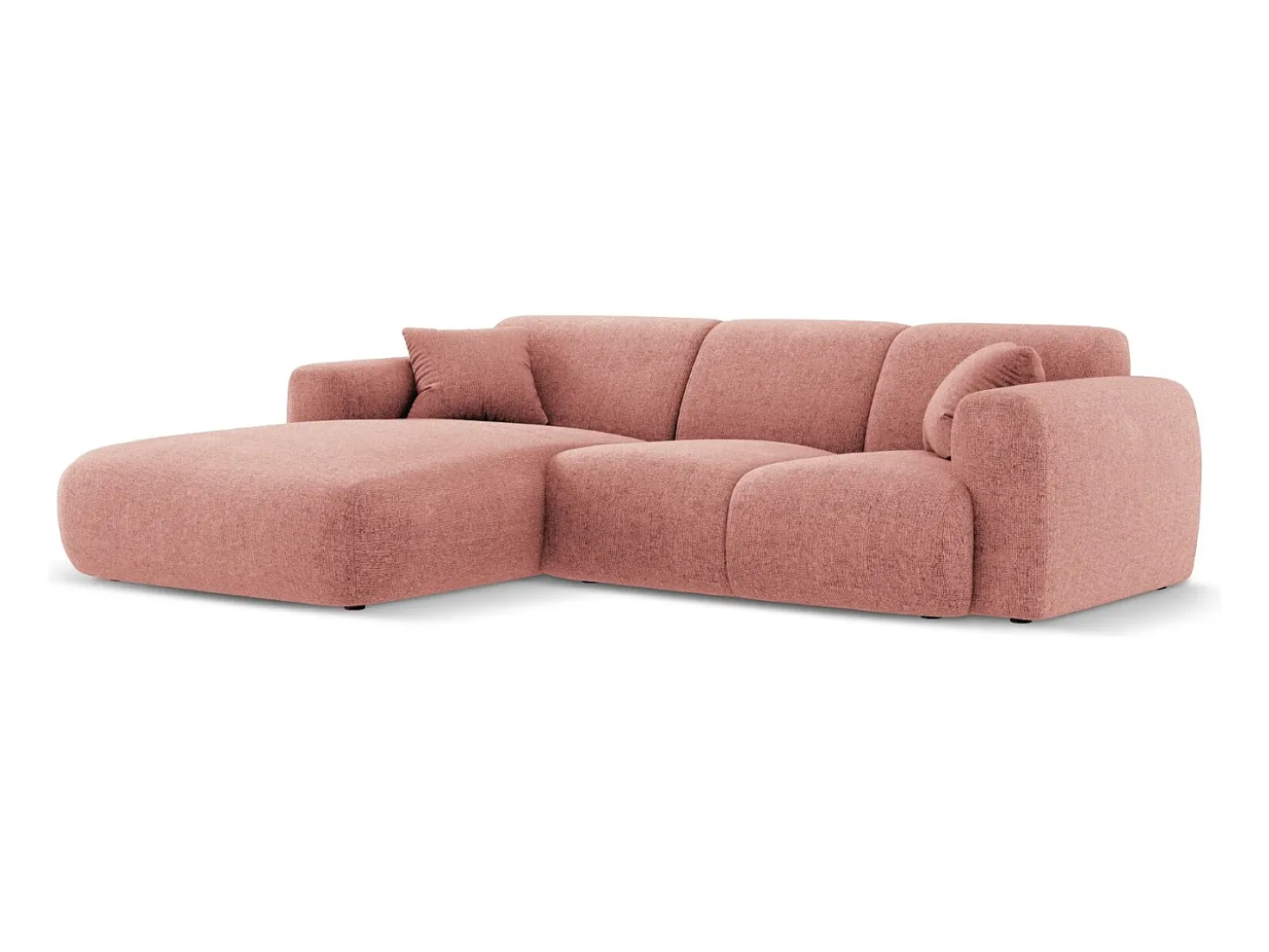 Cosmopolitan Design - Sofá de canto esquerdo "Nolio" 4 lugares em tecido chenille rosa - 260x170x72cm