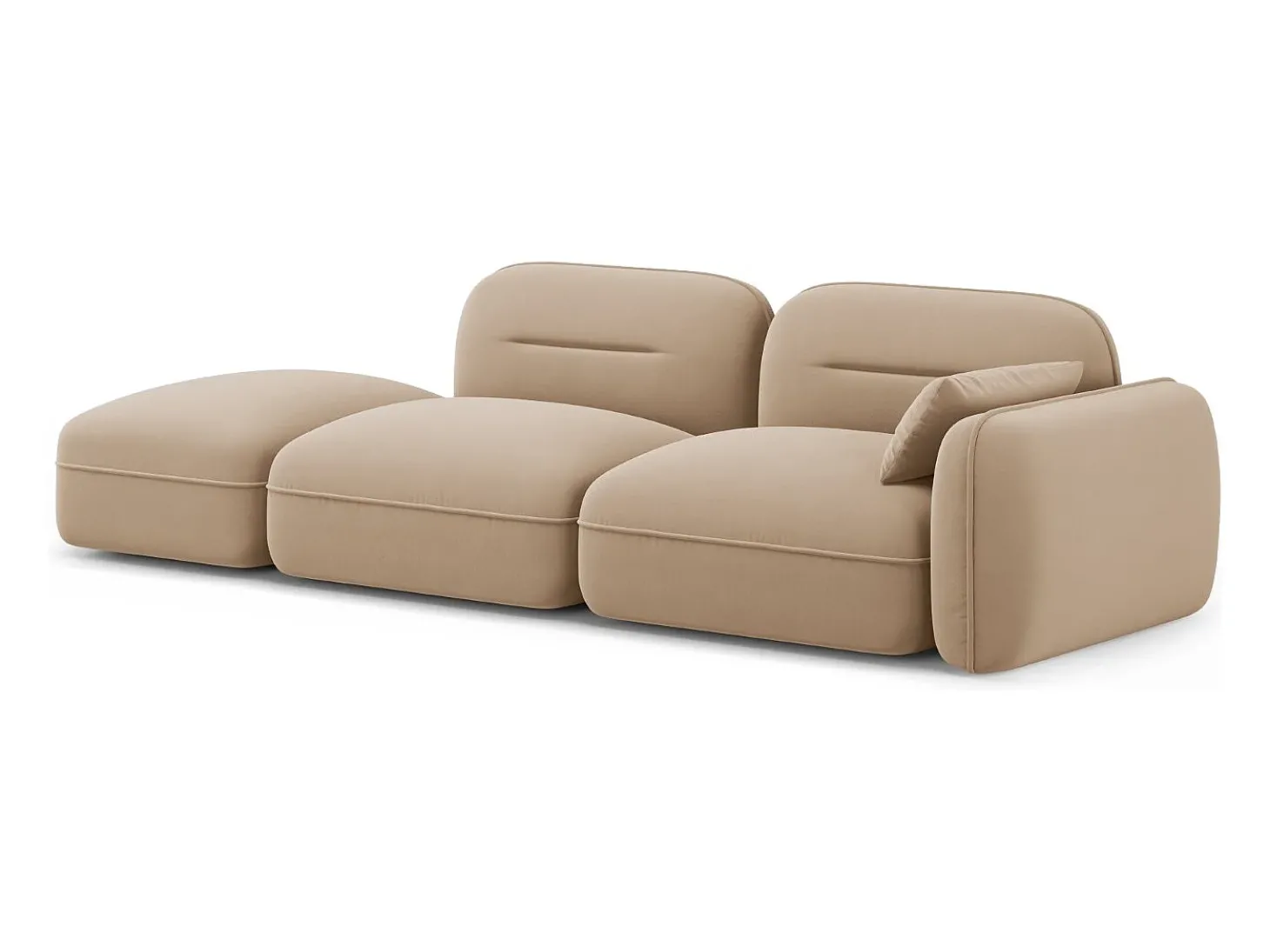 Cosmopolitan Design - Sofá modular virado para a esquerda "Sydney" 3 lugares em veludo areia - 295x90x70cm